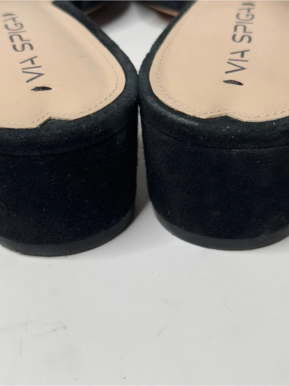 VIA SPIGA Black Suede Slide Sandals - Open Toe Low Heel Size 9